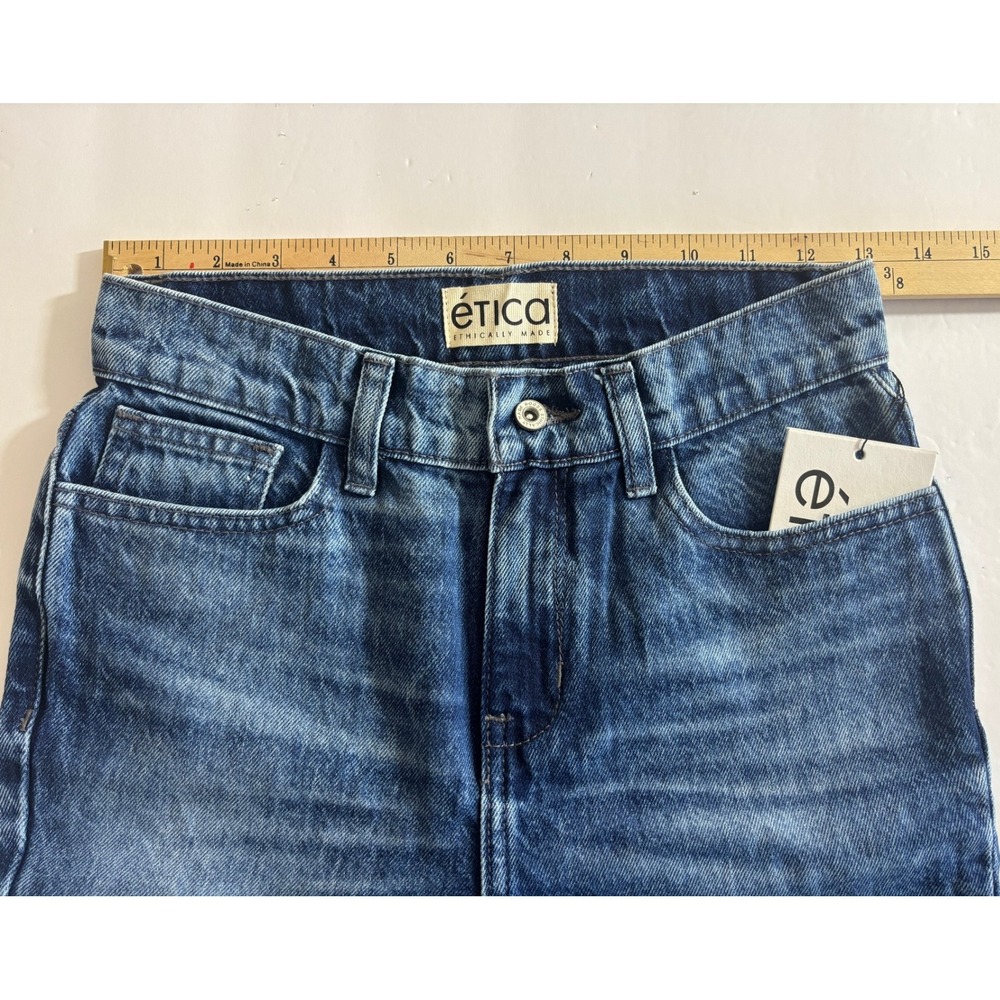 Etica Womens Blue High Rise Straight Leg Denim Jeans NWT Petite 2 Medium Wash - Picture 5 of 7